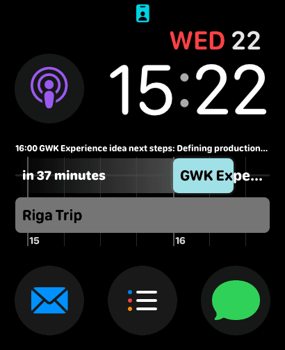 Calendar page in the Complycated Watch app
